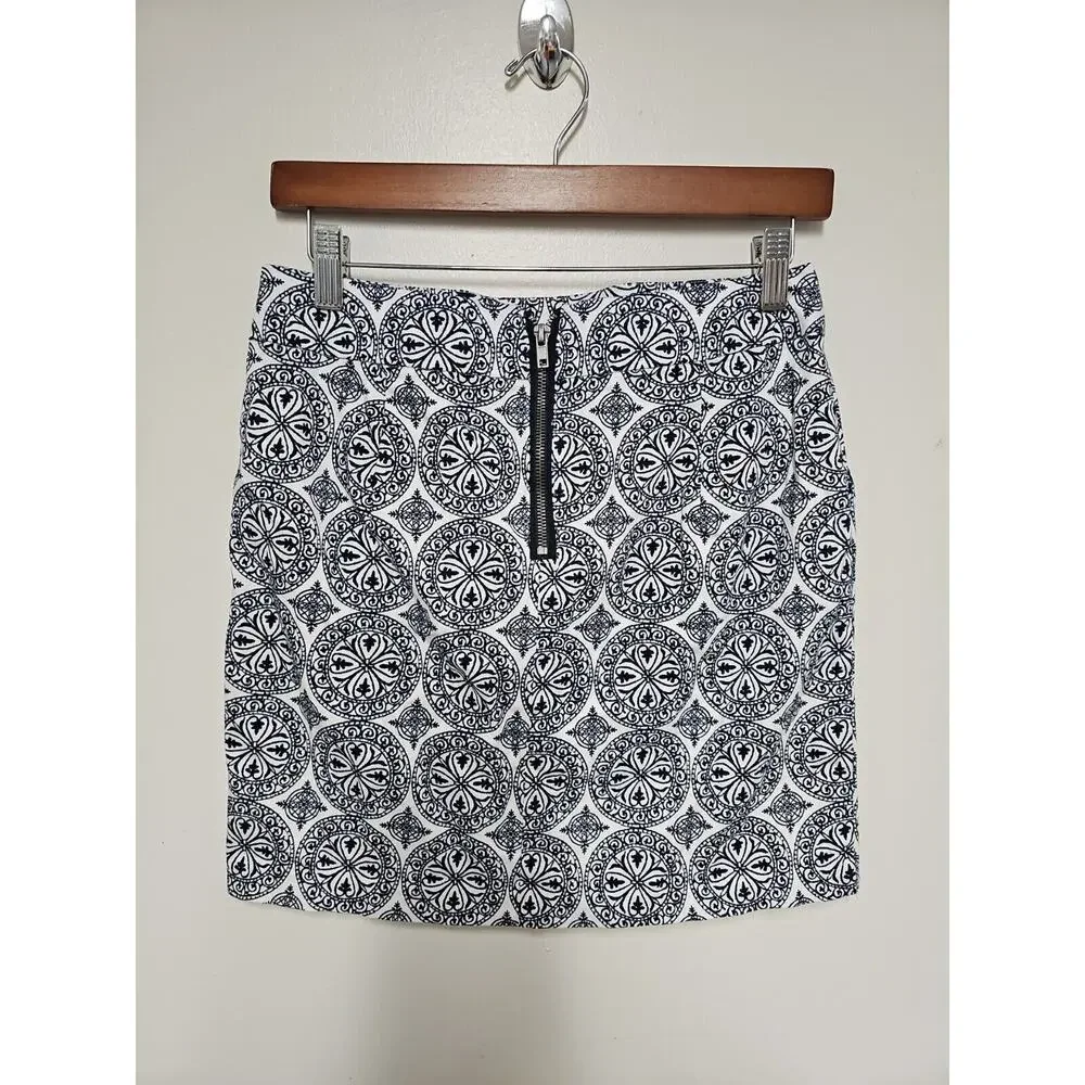 Stoosh Womens Mini Skirt Medium Black and White Geometric Pattern Y2K 90s